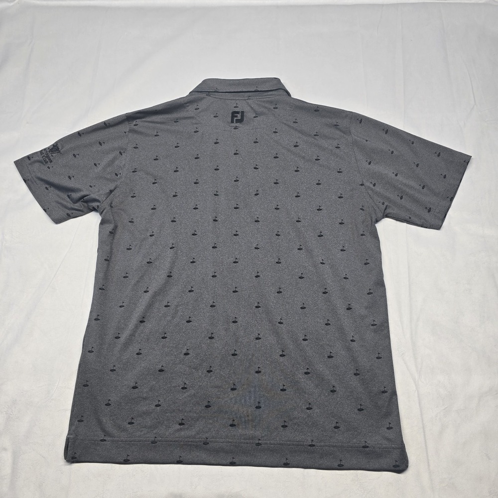 FootJoy Athletic Fit Golf Print Self Polo Shirt Heather Charcoal Men Large - Picture 7 of 9